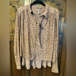 Free People Floral Button-Up Blouse - Dusty Rose